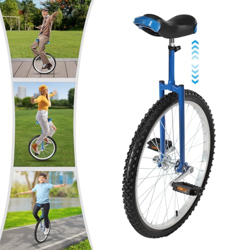 Image of 16 inch /24 inch Wheel Unicycle, Wheel Unicycle with Steel Rim Skid-Proof Tire Adjustable Seat Sports Exercise Bicycle for Daily Fitness