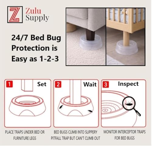 Trampas de chinches para patas de cama pack de 4 detectores pasivos transparentes universales 3