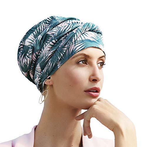 Christine Headwear Turbante oncológico Emmy Gorro + Banda Suelta (Hojas de Palma)