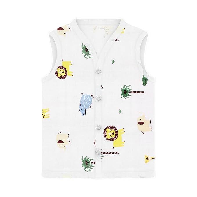 Image of 100% Cotton Muslin Button Jabla | White Jhabla | for Boys & Girls | Summerwear Jabala | Sleeveless Vest | Baby Products