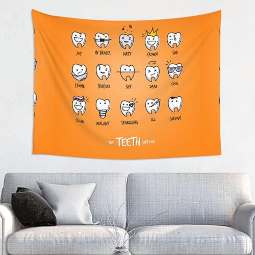 HDTVTV Lindos dientes de dibujos animados,Tapiz decorativo de pared duradero para el hogar, 73 x 95 cm