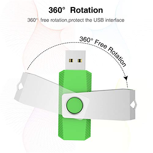 KEXIN USB Stick 16GB 5er Set, Speicherstick USB 2.0, Buntes Metallgehäuse, Drehbares Design - Schlüsselanhängergeeignete USB-Sticks
