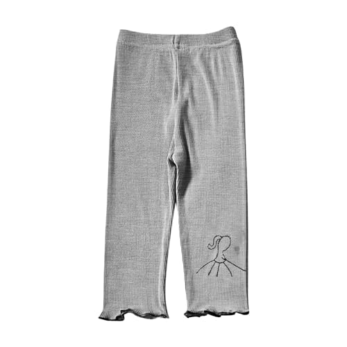Girls Cute Printed Capris Tight Soft Modal Summer Thin Comfort Elastic Waist Casual Pants for Kids 2-7 Years
