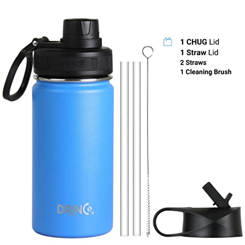Image of Drinco Stainless Steel Water Bottle Spout Lid Vacuum Insulated Double Wall Water Bottle Wide Mouth Leak Proof Keep Cold Sport Camping Hiking (14oz Royal Blue)