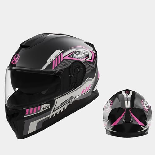 QJWMatic Casco Modular de Moto, Casco Integral abatible con Doble Visera, diseño de ventilación Aprobado ECE para Hombres y Mujeres Adultos H,54-61cm