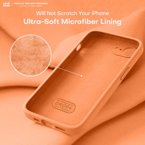 Image of LOVE 3000 Designed for iPhone 16e /17e Case, Premium Silicone with [Soft Anti-Scratch Microfiber Lining] Shockproof Protective Phone Case for Men Women Girls 6.1 inch, Bright Orange