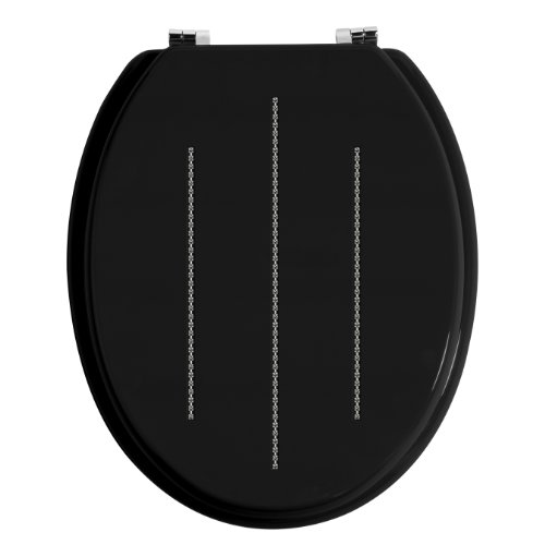 Premier Housewares 1604097 Toilet Seat Black Toilet Seats Soft Close Zinc Toilet Seat Fittings Alloy Toilet Seats - Black 46 X 37 X 6 Cm