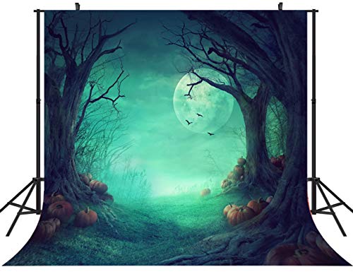 Duluda Halloween Night Pumpkin Moon 8X8FT Seamless Vinyl Photography Backdrop Customized Photo Background