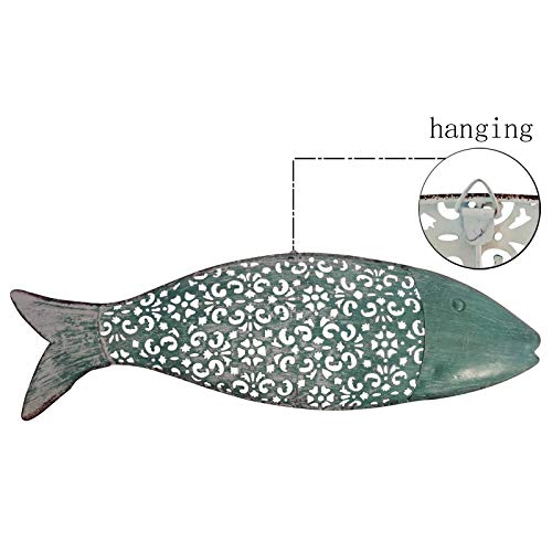 Coastal Ocean Sea Metal Hollow-Carved Design Fish Hanging Wall Art Décor - Image 3