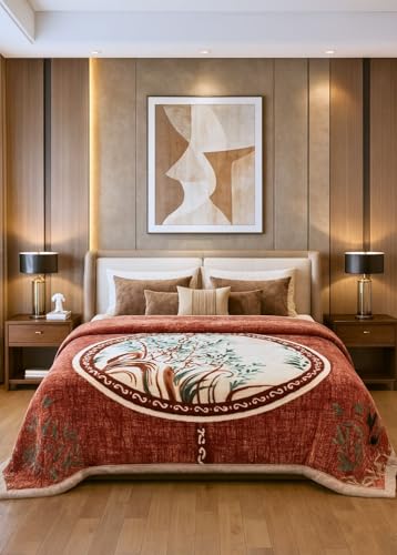 Image of Signature Exclusive Supersoft Luxury Heavy Winter Double Ply Double Bed Mink Blanket - 4.5 kg | 100% Polyester | 2.10 m x 2.40 m | Royal Luxe Comfort for Extreme Cold (Bamboo Bliss)