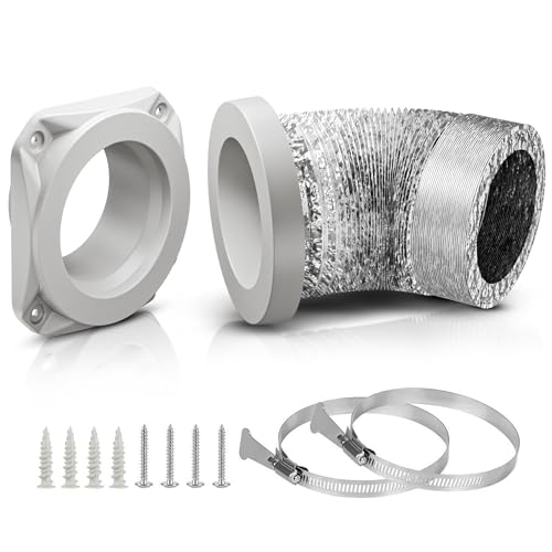 Ducameny Magnetic Dryer Vent Connector Kit with 2.6ft Hose, 4 Inch ABS Snap-On Quick Connect for Tight Spaces, Airtight Seal Dryer Exhaust Venting Hookup Adapter for Laundry Room, SDV180