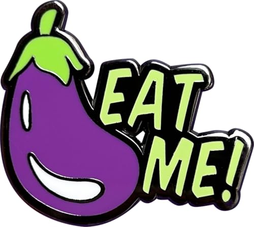 Image of Eat Me Eggplant Emoji Funny Hard Enamel Really Good Pins