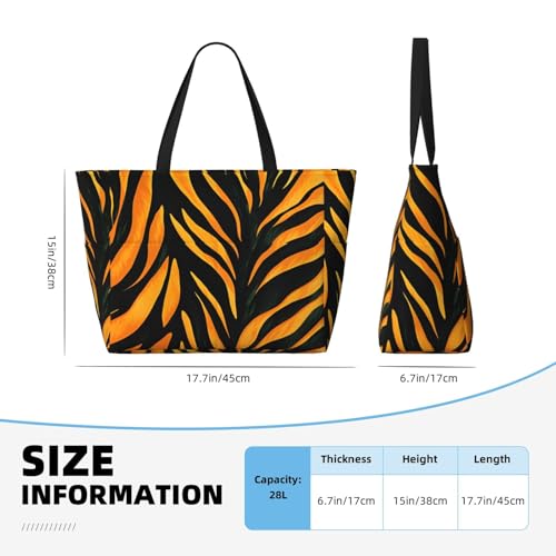 Tiger Texture Pattern Beach Bag for Women Waterproof Large Beach Tote Bags Ladies Swim Pool Bag with Zipper4