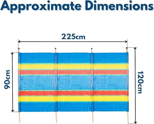 Garden Mile Windschutz mit 8 Stangen, strapazierfähig, mehrfarbig, für Garten, Strand, Urlaub, Wohnwagen und Camping, Windschutz, hoch, 1,5 m, Windschutz, Sichtschutz – 462 cm x 150 cm
