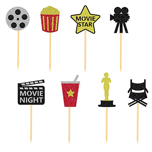 Theater Cupcake Toppers Cake Decoration For Birthday Movie Night Party Supplies Food Pick - Set Of 24 #TOP3