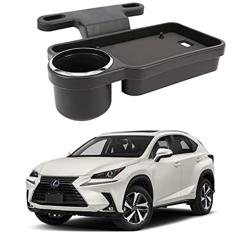 Image of Oshotto (FT-04) Foldable Car Auto Headrest Rear Back Seat Table Drink Food Cup Tray Holder Compatible with Lexus NX - Black
