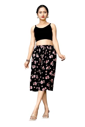 Image of Viscose Rayon Flared Printed Plazzo Palazzo Pants, Loose /Relaxed Fit Regular, Office Wear, Casual Wear Comfortable, Trouser Pants for Girls & Women Black Kerri Design (S to 3XL Size)
