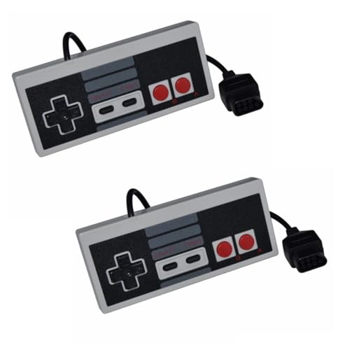 Straße Game 2 Manettes de Jeu Compatible Console Nintendo NES, 1,60m de Câble, Boutons A/B/Start/Select – Gris