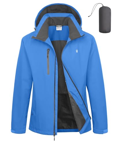 Image of Little Donkey Andy Mens Waterproof Rain Jacket Lightweight Windbreaker Hooded Jacket Packable Raincoat for Outdoor Hiking