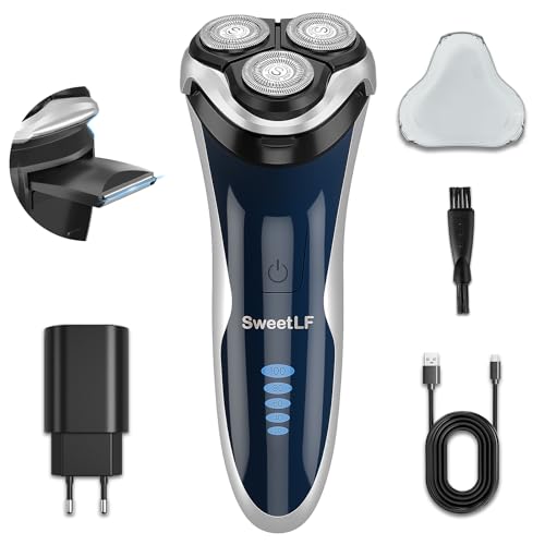 SweetLF [2024 New] Afeitadora eléctrica para hombre con recortador de precisión, recortador de barba, afeitadora en seco y húmedo, afeitadora eléctrica IPX7, resistente al agua y indicador de potencia