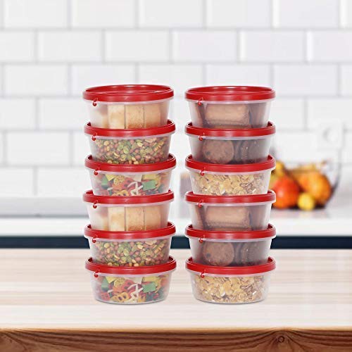 Image of Cutting EDGE 500ml Nesterware Food Storage Container Set of 12 for Pulses, Sugar, Tea, Cereals, Travelling, Spices, Office, Lunch Box (Red) | BPA-free plastic, stackable design, leak-proof, kitchen storage, pantry, fridge, meal prep, reusable, travel use
