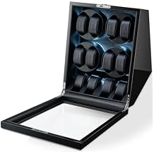 TIMECUBE 8 Watch Winder with 4 Storage Slots, LED Light and Automatic Motor-Stop