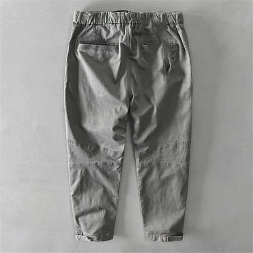 Pulcykp Men Cotton Solid Loose Cargo Pants Big Pockets Joggers Pant Streetwear Casual Trousers2