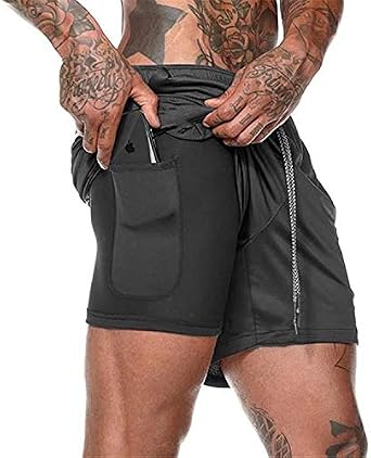 XDSP Pantalón Corto para Hombre,Pantalones Cortos Deportivos para Correr 2  en 1 con Compresión Interna y Bolsillo para Hombres: Amazon.es: Ropa