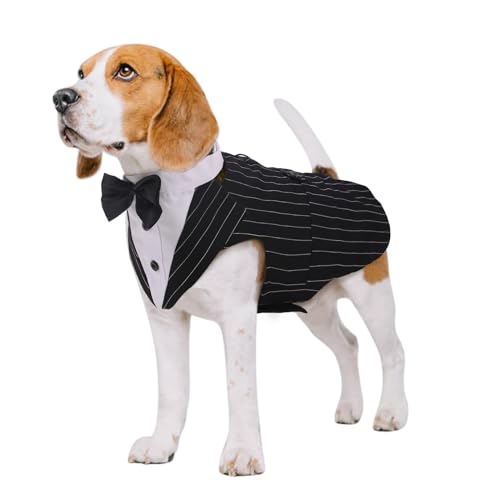 Kuoser Abito Smoking per Cani, Set Vestito Bandana Collare Cani per Matrimoni Cani Smoking Elegante con Papillon, Formale Vestito Cani Partito, Rimovibile Cravatta Cane e Vestito