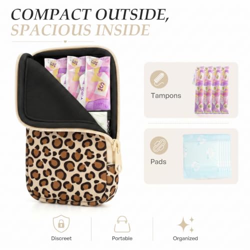 Image of KJQJLY 2 Pack Portable Tampon Organizer Bag Tampon Holder & Storage Case with Zipper for Travel, Discreet Period Bag for Purse, Waterproof Feminine Products Pouch for Women (Leopard Print)