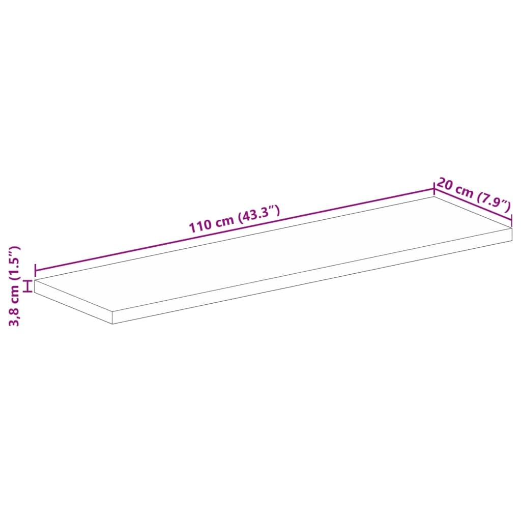 Tablero de mesa de madera maciza, rectangular, madera vieja, 110 x 20 x 3,8 cm, reemplazable, rústico, hecho a mano, de madera maciza única para comedor, hogar o negocios
