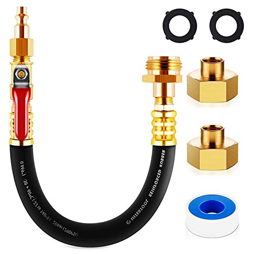 RV Winterizing kit Sprinkler Blowout Adapter with Shut Off Valve Air compressor Quick-Connect plug Water Blow Out Fitting Adapter Garden Hose Faucet Fitting Plug for Winterize RV, Boat, Motorhome