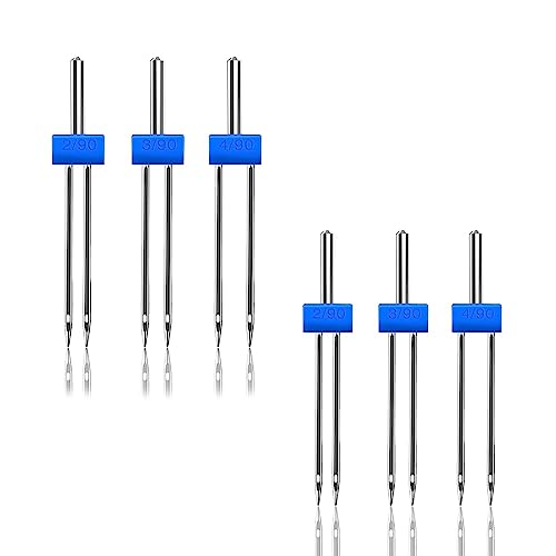 2 Set 3 Size Twin Needles for Sewing Machine, 6Pcs