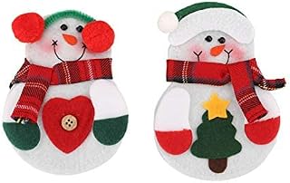 Christmas Cutlery Bags, Uten Knives and Forks Bag Decorative, Snowman Costume Cutlery Bag, Christmas Decoration, 6PCS