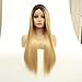 Produktbild Black gradient golden long straight hair, 20inch, front lace wig, artificial hair, chemical fiber high temperature silk, used for women's daily wear
