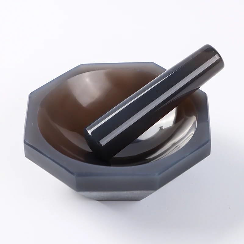 1pcs Premium Grade A Natural Agate Mortar and Pestle Set for Laboratory Grinding - 30mm-130mm Sizes(ID70mm)