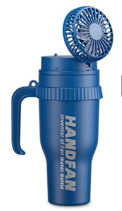 HandFan 40 oz Tumbler with Handle and Strap | Leakproof Insulated Tumbler with Lid and Straw | Reusable Stainless Steel Water Bottle | Cup Holder