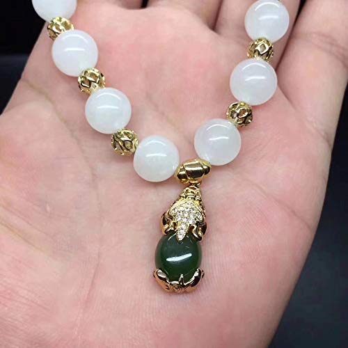 Bracelet de jade Hetian de 9.1 mm et son pendentif Pixiu chic - 2