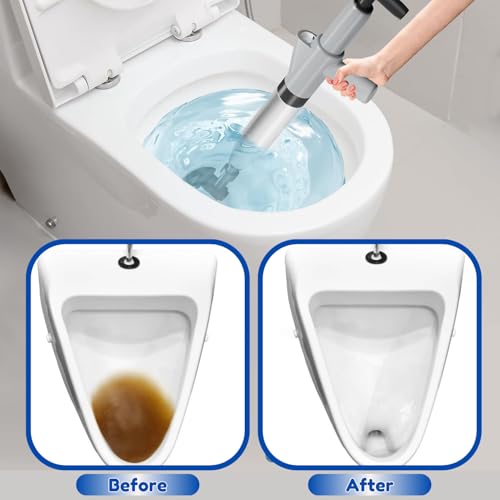 Image of High-Pressure Toilet Plunger with 2 toilet cleaning brushes and 3 wall hooks - Air Drain Blaster for Unclogging Toilets, Sinks, Drains, Bathroom & Kitchen-Heavy Duty Air Drain Plunger for Floor Drains