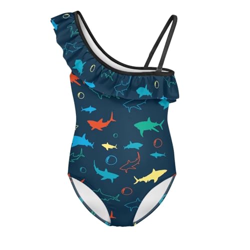 Girls One Piece Swimsuit One Shoulder Ruffle Bathing Suit Casual Summer Swimwear Trendy Swimming Wear for Beach Pool