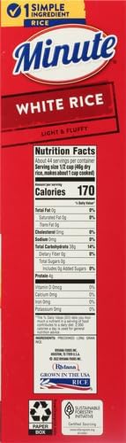 Image of Minute Instant White Rice, 72-Ounce Box, Light and Fluffy, for Quick Dinner Meals (Pack of 4)