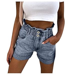 WWricotta Pantacourt Femme Jean – Short en Jean en DéTresse Short D’éTé Sexy Jean Oversize Coupe Droite Jean Mode Pas Cher Short en Jean Tendance