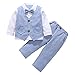 YiZYiF 3 Pezzi Bambini Set di Vestiti Gentile Formale Camicia con Papillon + Gilet + Pantaloni Abiti da Smoking Tuta per Festa Compleanno Cerimonia Nozze Completino Azzurro 9-12 mesi