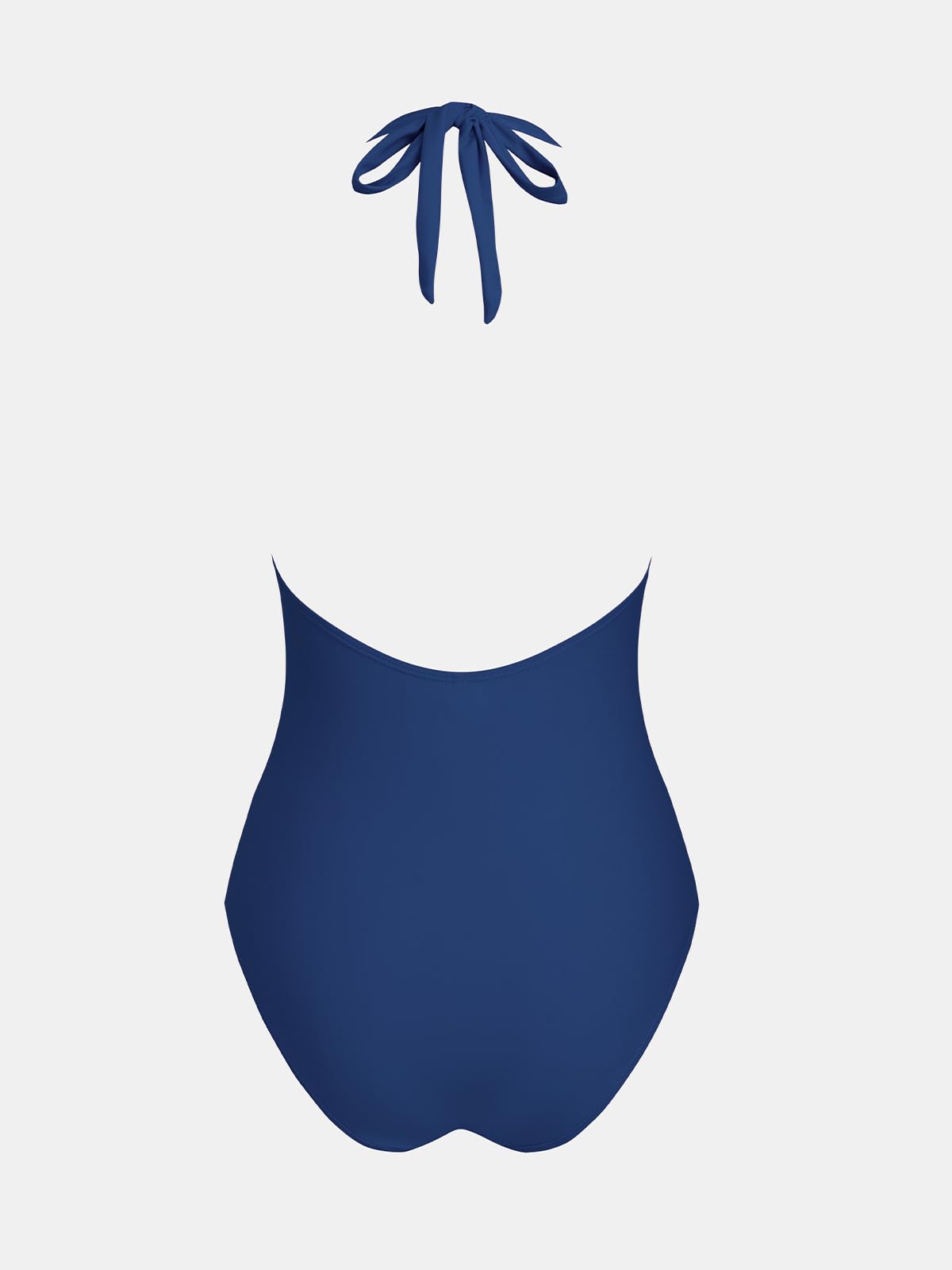 CUPSHE Traje de baño de una pieza para mujer, cuello en V profundo, cuello halter, fruncido, correas ajustables, anillo en O