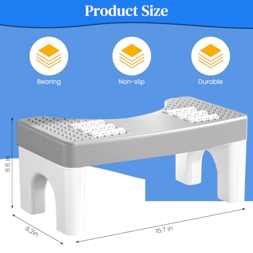 Image of HASTHIP Foot Massage Squatty Potty for Adults Elders 2 in 1 Bathroom Toilet Stool with 6 Foot Massager Rollers Anti-Slip Bumps Surface Squatty Potty, 40x21x17cm