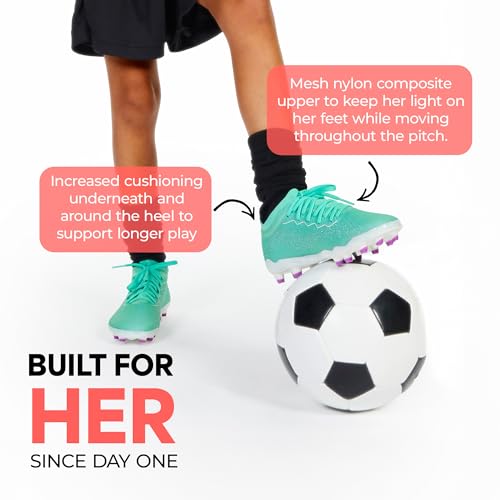 IDA Youth Next Gen Girls Youth Soccer Cleats, GRLSFIT Comfort, Mesh Nylon Upper, Girls Soccer Cleats Female-Specific Fit3