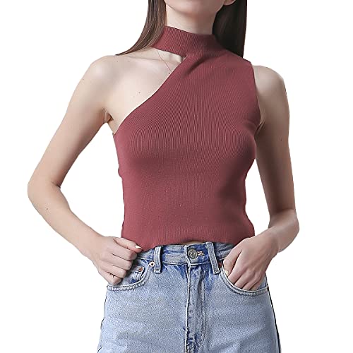 Buy Women's Sleeveless Turtleneck Pullover Sweater Tank Tops,Asymmetric