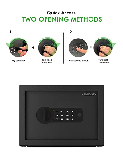 Islandsafe Security Home Safe Personal Safety Box, Caja Fuerte, 0.8 Cuft With Digital Keypad Lock And Keys Safe Box For Cash Money Home Dorm Office Hotel Business, (0.8Cubic Feet Black) #TOP2