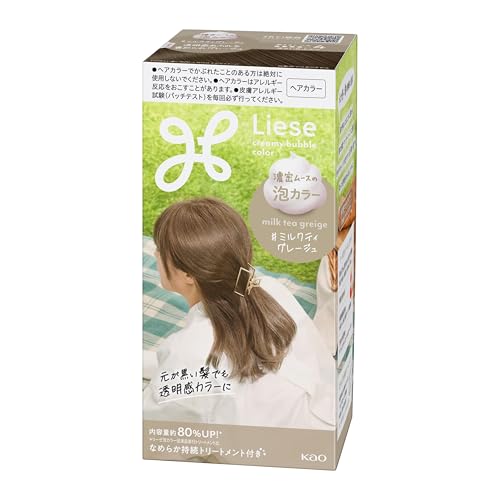 Milk Tea Greige Liese Kao coloration mousse cheveux noirs
