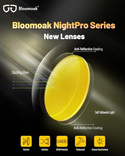 Bloomoak Fit Over Night Driving Glasses - Wear Over Prescription Glasses- for Men Women/Polarized/Anti Glare…3